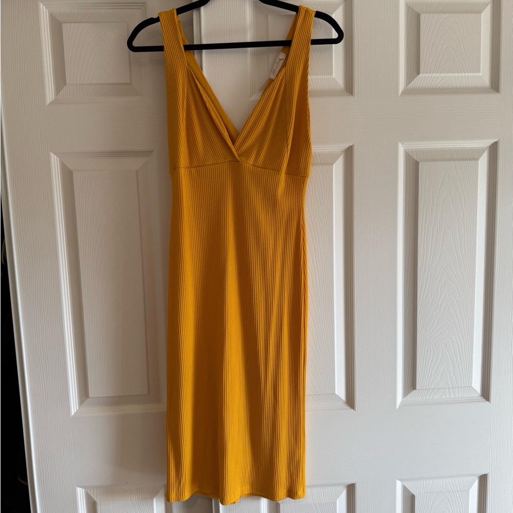 All in Favor Mustard Midi Dress